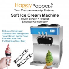 Soft Ice Cream Machine ( Touch Screen + Embraco Compressor + Stainless Steel Mixing Blade + Precool Funtion )  IC-M0021  3头台式软冰淇淋机 (触屏+恩布拉科压缩机+不锈钢搅拌刀+保鲜功能）