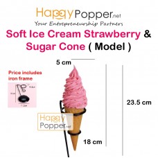 Simulation 18cm Soft Ice Cream Strawberry & Sugar Cone 300 Model MD-T0003 仿真18公分版草莓软冰淇淋与300型脆皮雪糕筒模型