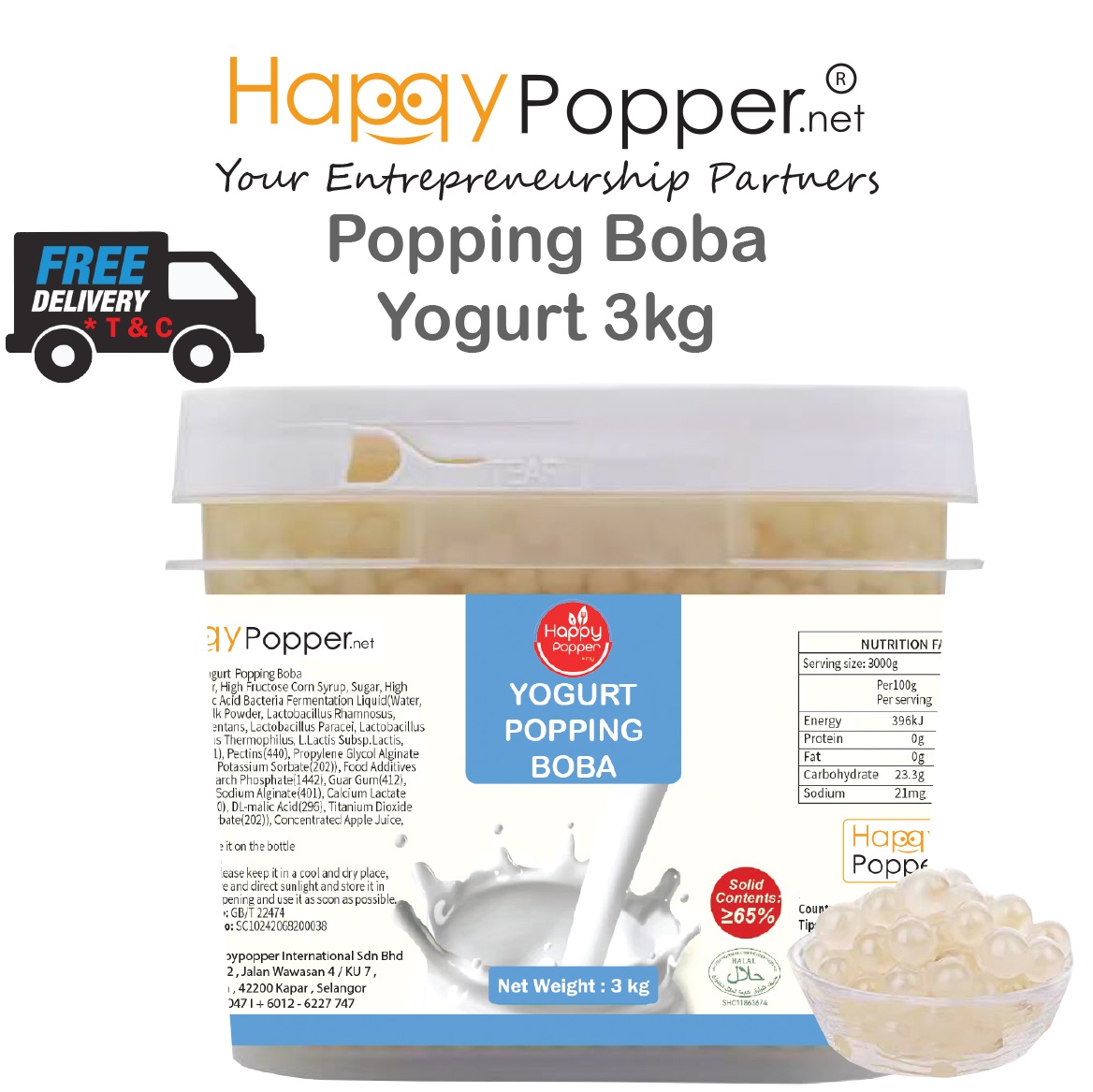 Popping Boba Pearl Coating Juice Ball ( Square ) Yogurt 3 kg BT-J0025 ...