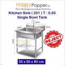 Stainless Steel Kitchen Sink Single Bowl Tank 50 x 50 x 80 cm T : 0.65 ( 201 ) SS-M0008(R)